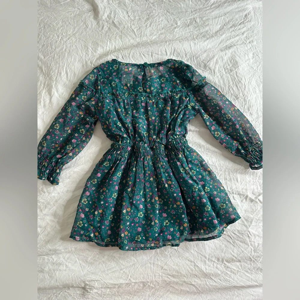 Green floral Dress with vest size 12 months